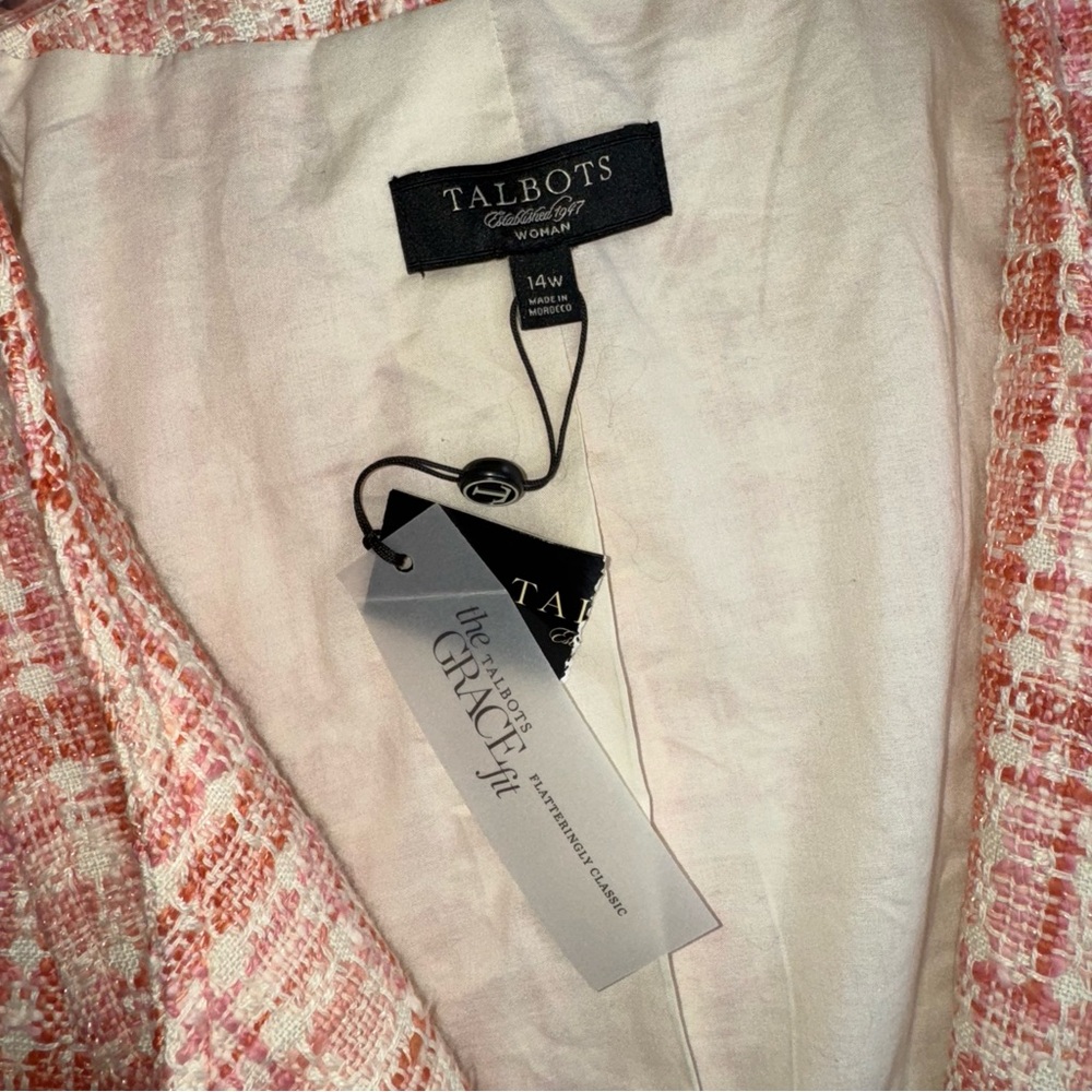 Talbots NWT! Tweed V-Neck Open Classic Career Blazer Jacket - Picture 8 of 16